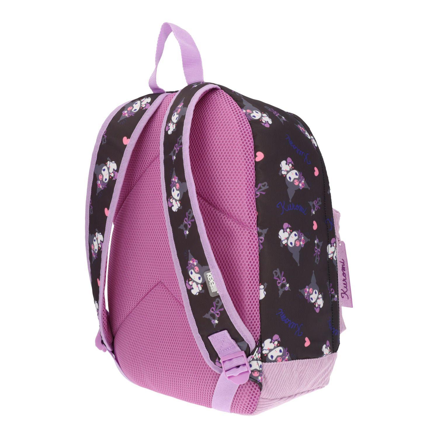 Mochila Escolar Niña Kuromi Print Bolsillo Rosa Hello Kitty-3