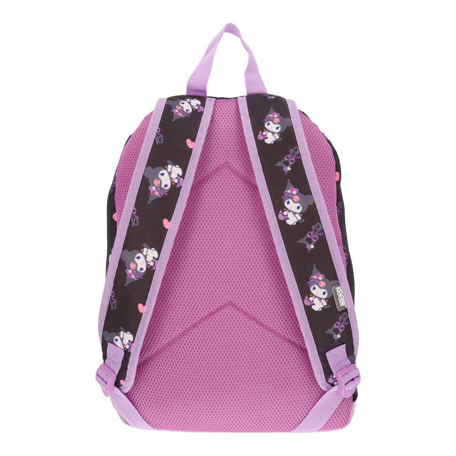 Mochila Escolar Niña Kuromi Print Bolsillo Rosa Hello Kitty-4