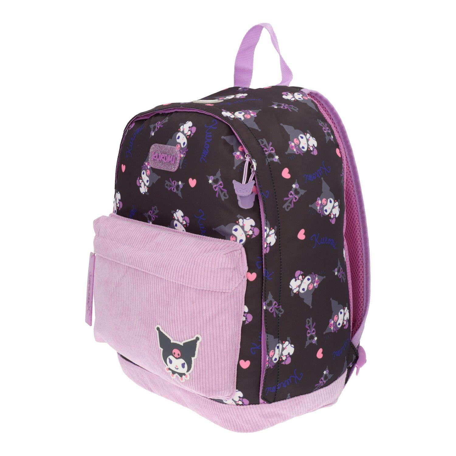 Mochila Escolar Niña Kuromi Print Bolsillo Rosa Hello Kitty-7