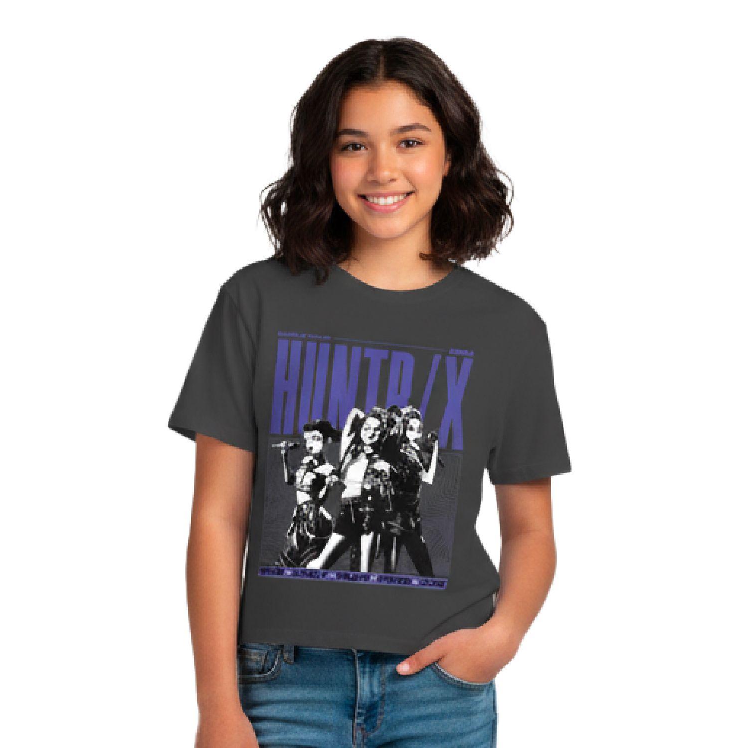 Polera Manga Corta Niña World Tour Gris Kpop Demon Hunters-0