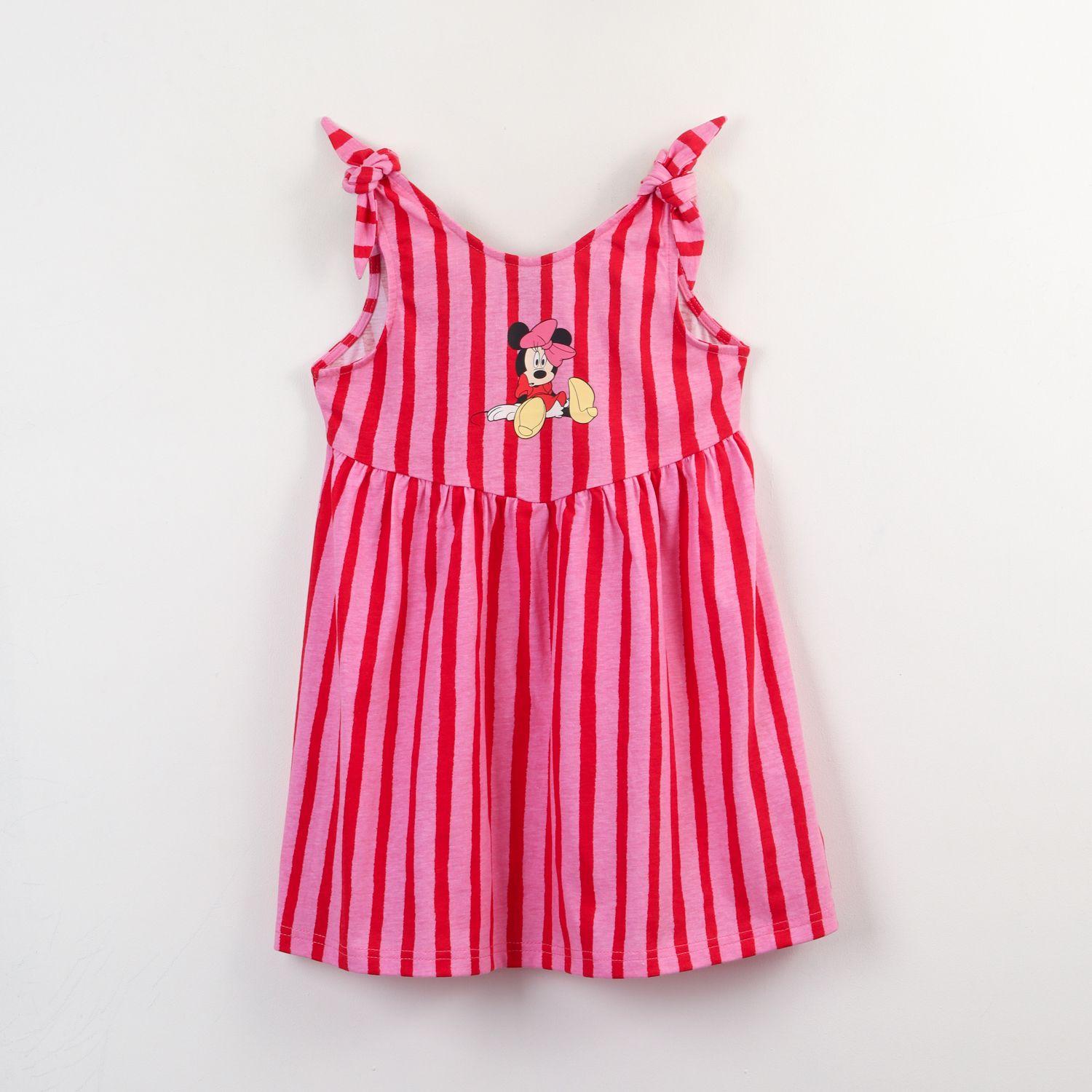 Vestido Niña Rosado Rayas Minnie Disney-0