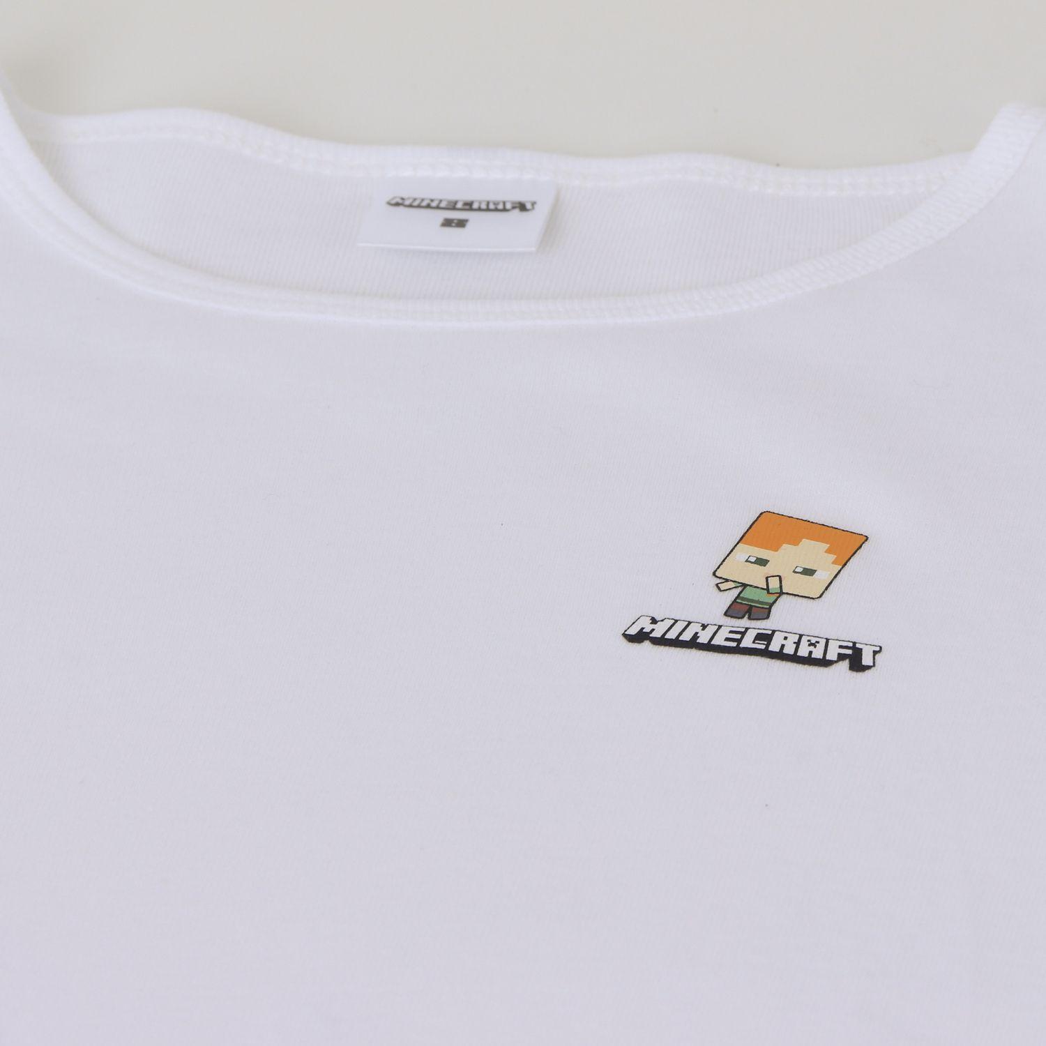 Bipack Camiseta Escolar Niño Manga Larga Blanco Minecraft-3