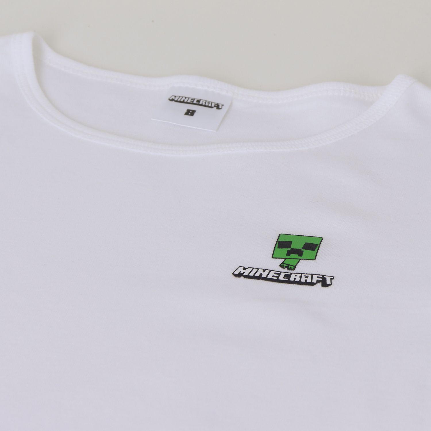 Bipack Camiseta Escolar Niño Manga Larga Blanco Minecraft-6