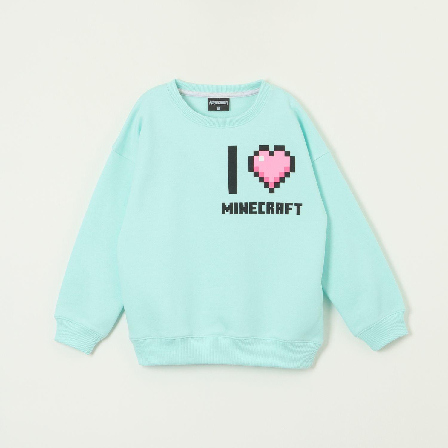 Poleron Cerrado Niña I Love M Celeste Minecraft-0