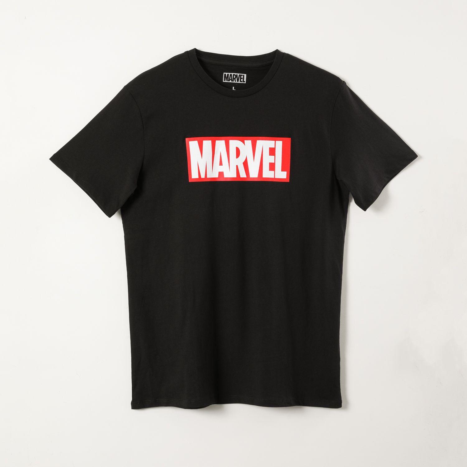 Polera Manga Corta Hombre Logo Marvel Comics Negro-0