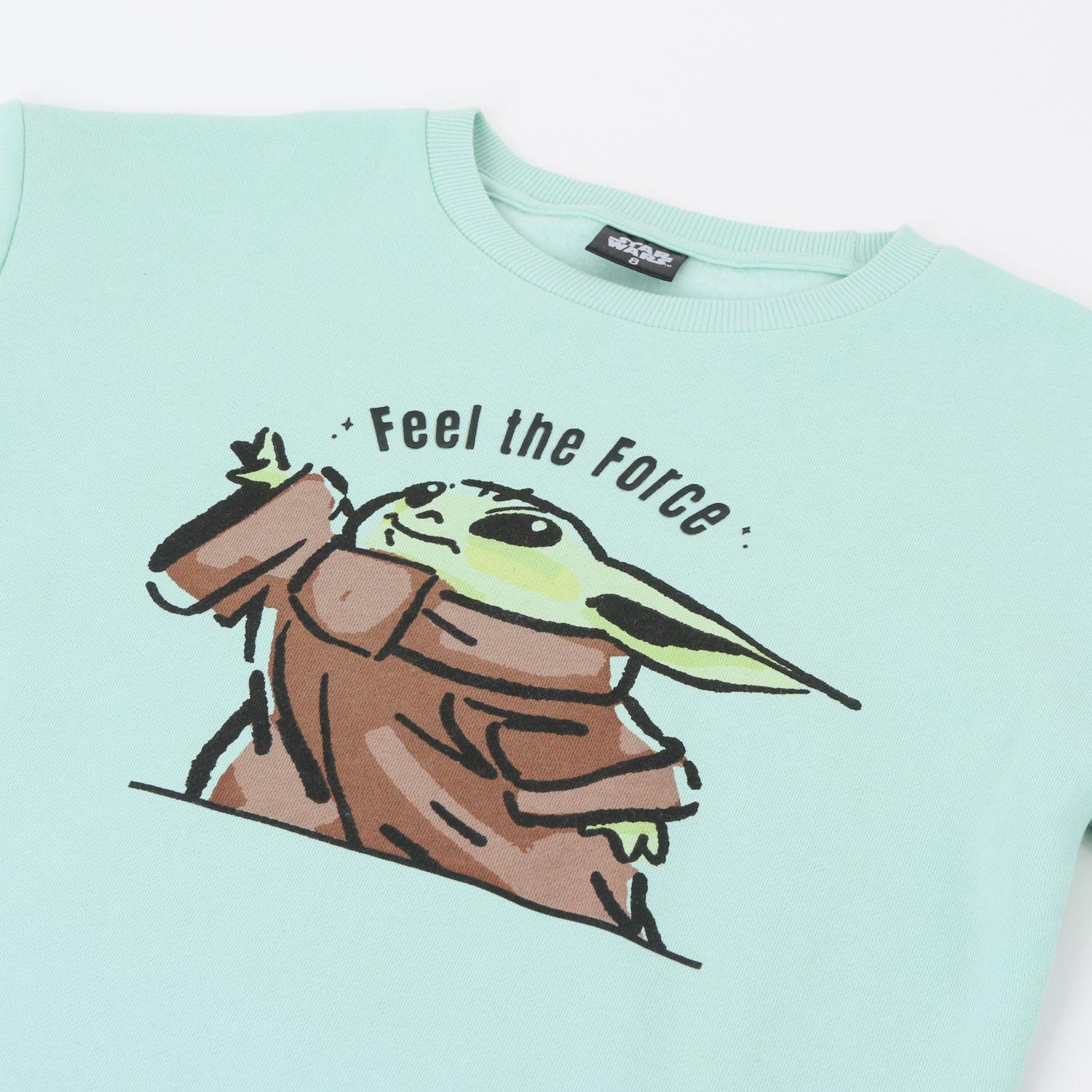 Polerón Cerrado Niño Feel The Force Grogu Verde Star Wars-2