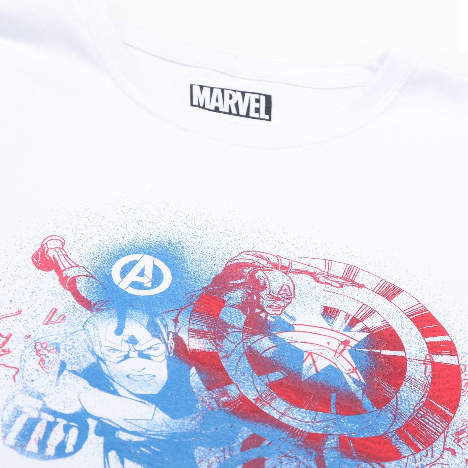 Polera Hombre Capitan America Fighting Blanco Marvel-2