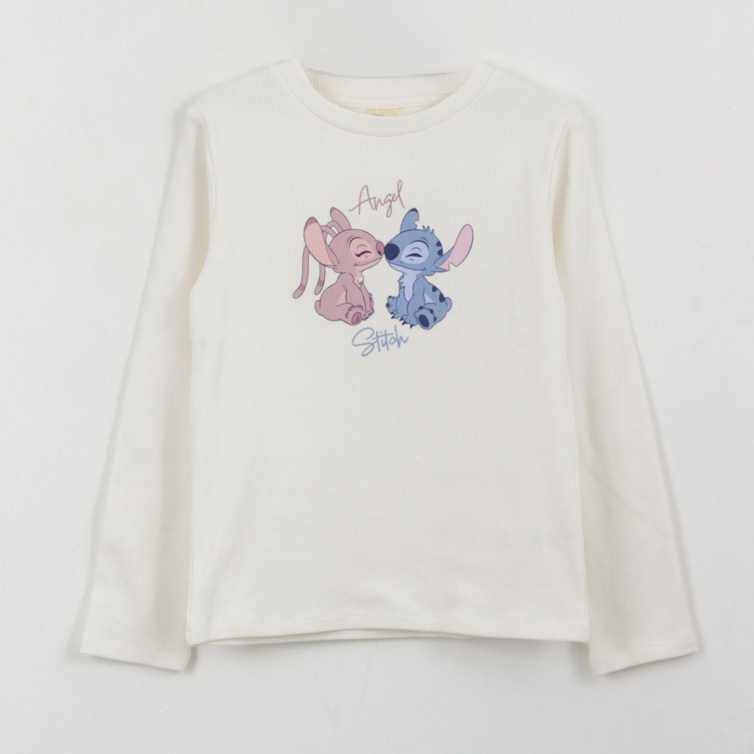 Polera Manga Larga Niña Rib Lilo & Stitch Blanco Disney-0