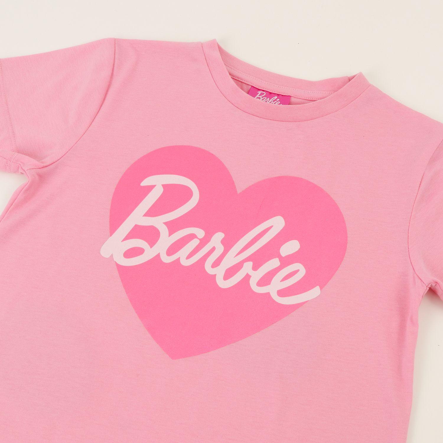 Polera Manga Corta Niña Rosado Logo Barbie-2