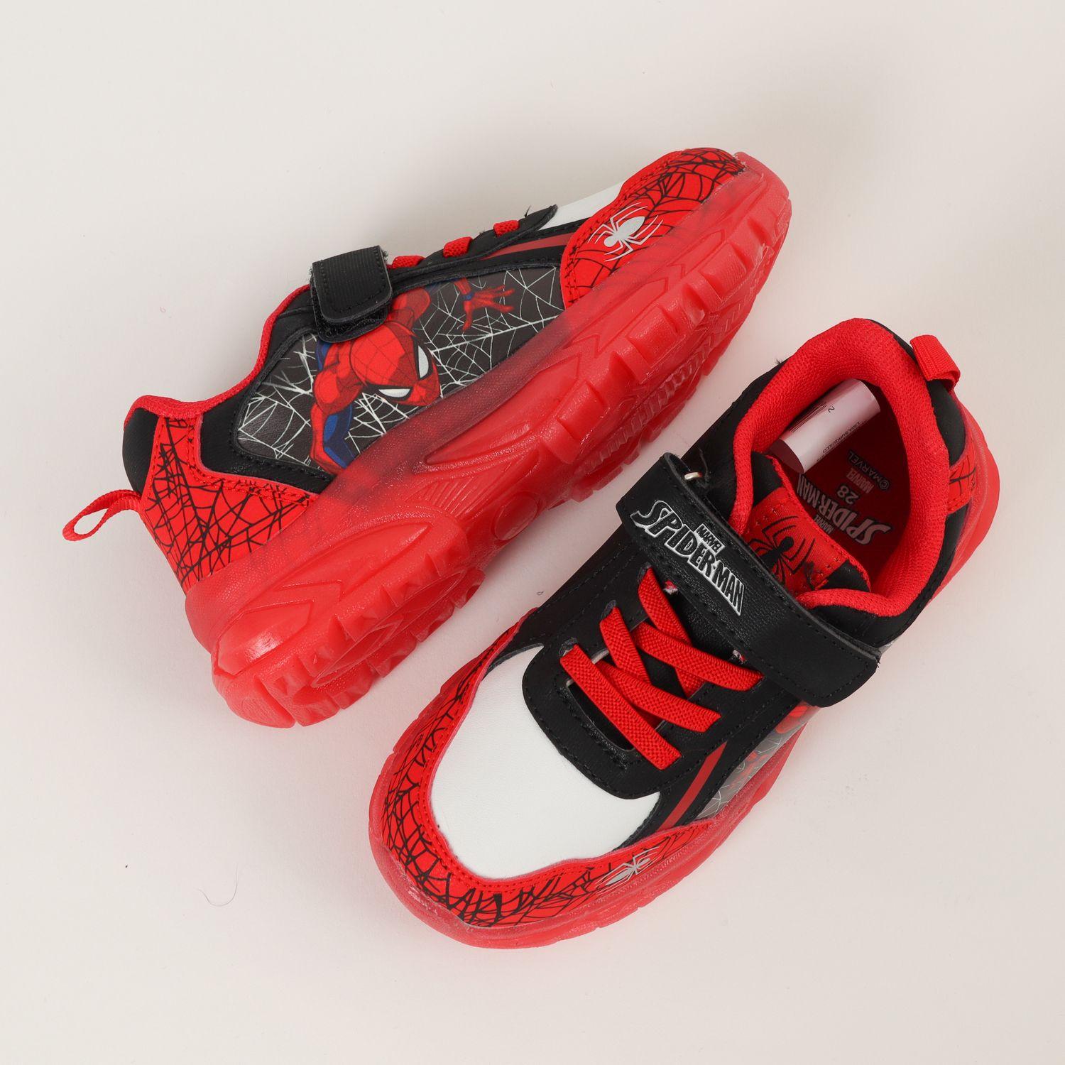 Zapatilla Con Luces Niño Spiderman Telaraña Rojo Marvel-2