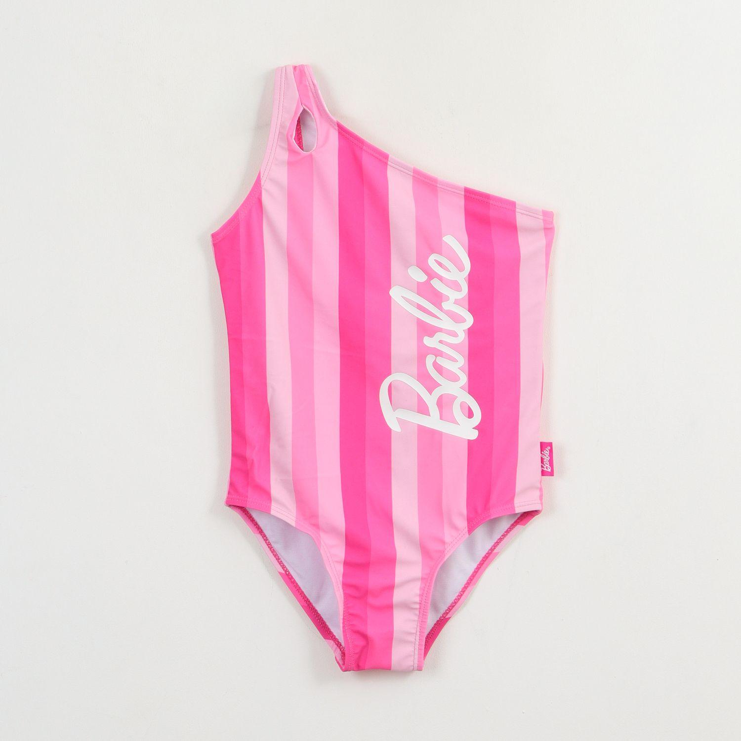 Traje de baño entero Niña Fucsia Rayas Estampado Barbie-0