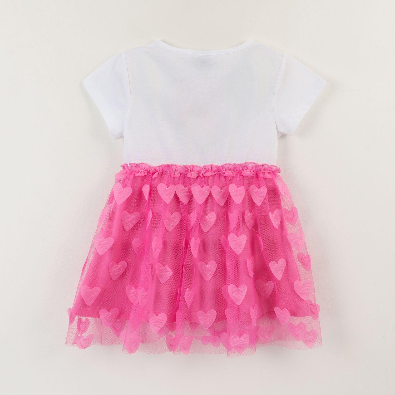 Vestido Niña Tull Minnie Corazoncitos Rosado Disney-2