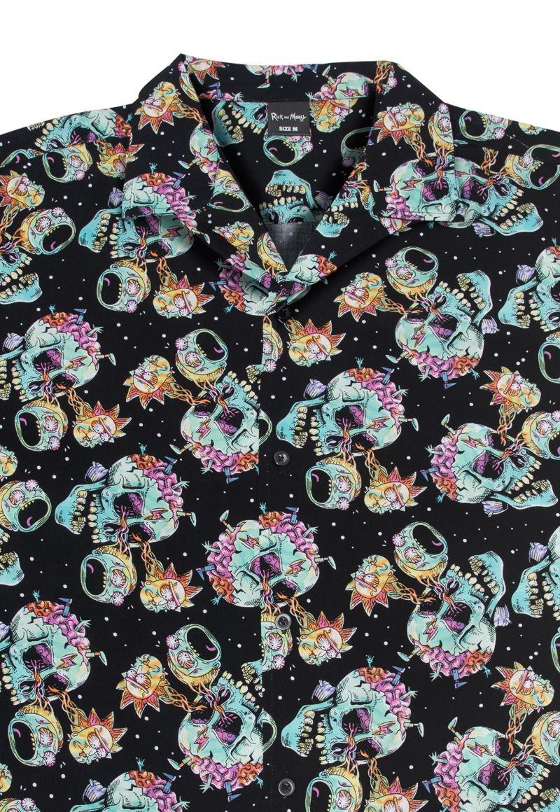 Guayabera Hombre Skull Negro Rick and Morty-2