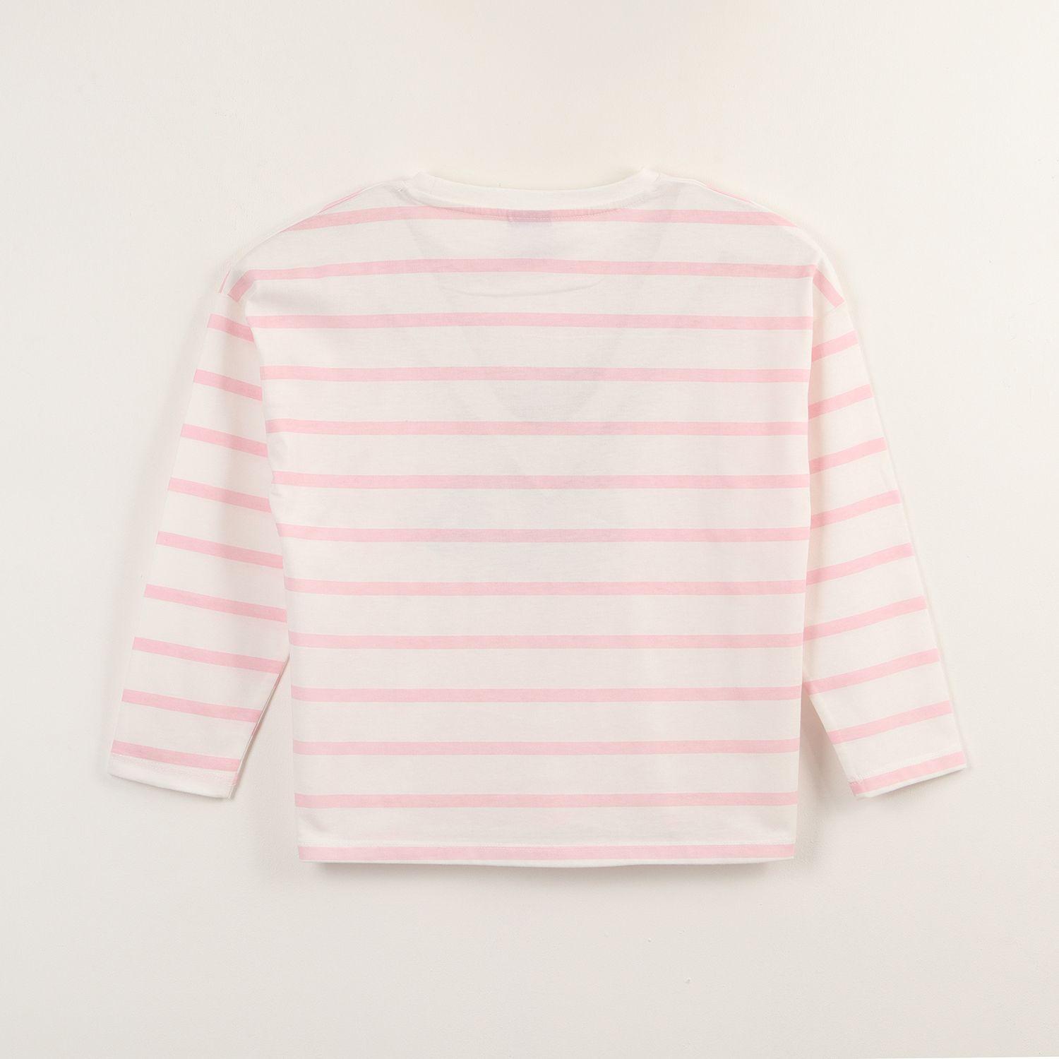 Polera Manga Larga Niña Pink Lines Blanco Unicornio-2