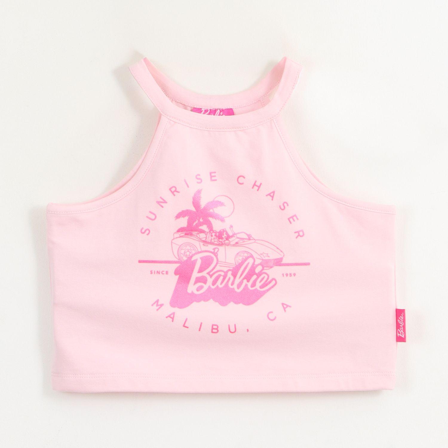 Polera Sin Manga Niña Rosa Palmera Barbie-0