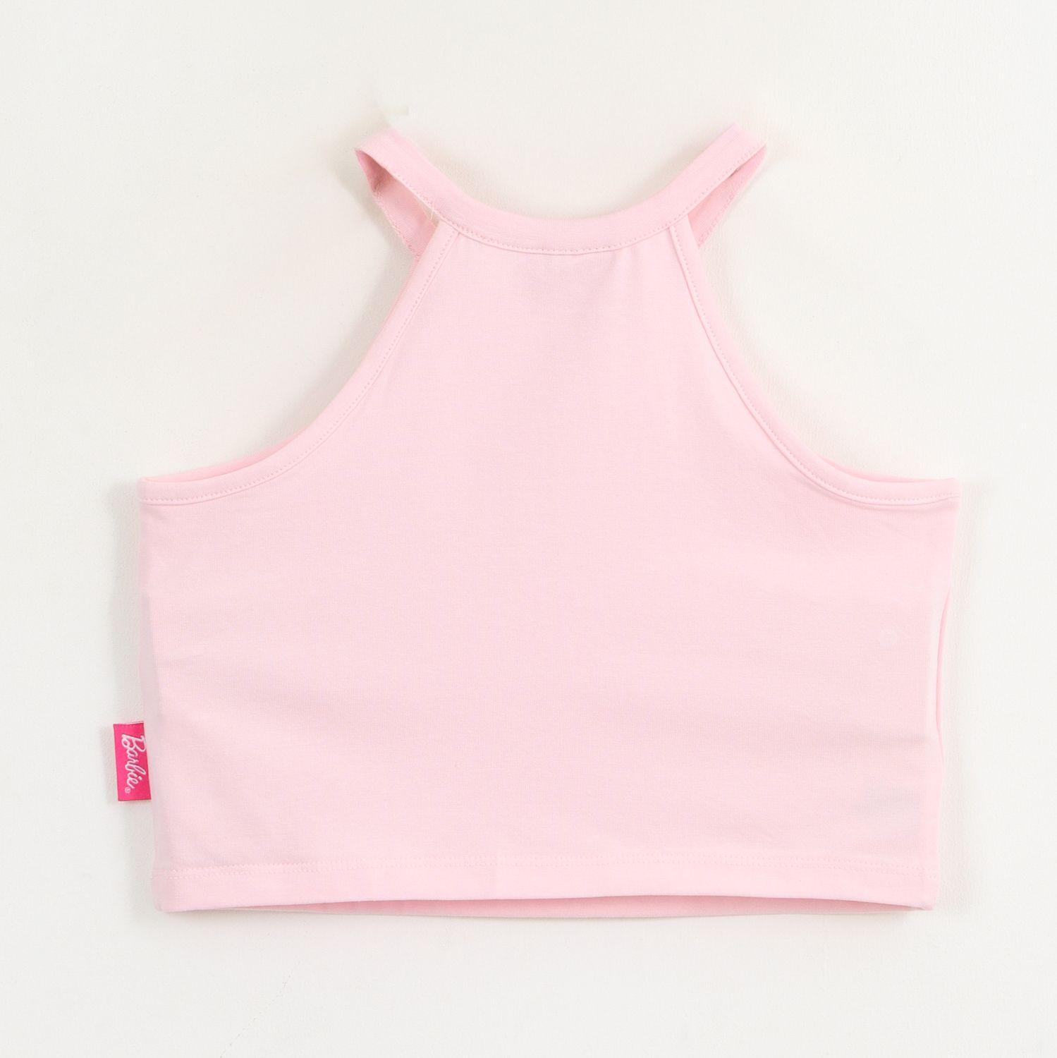 Polera Sin Manga Niña Rosa Palmera Barbie-1