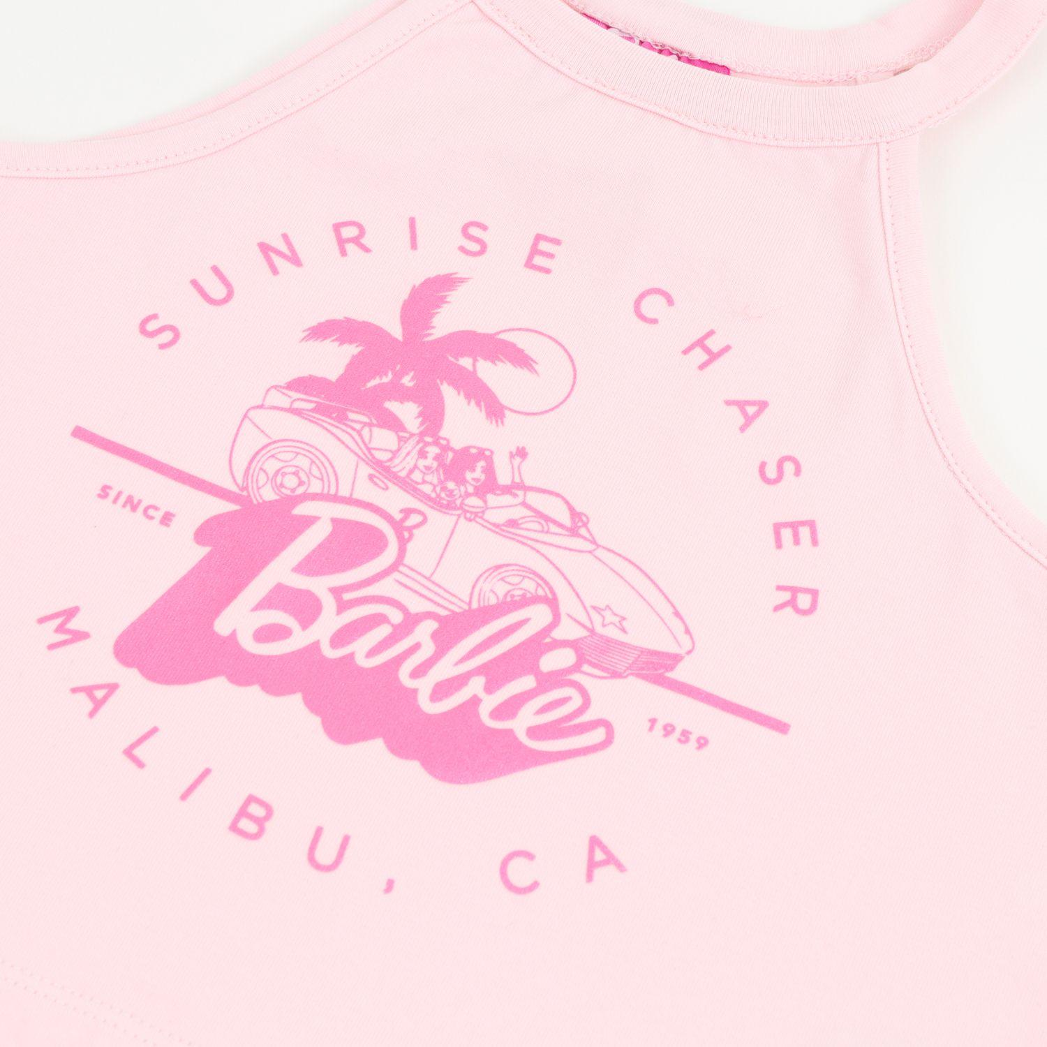 Polera Sin Manga Niña Rosa Palmera Barbie-2