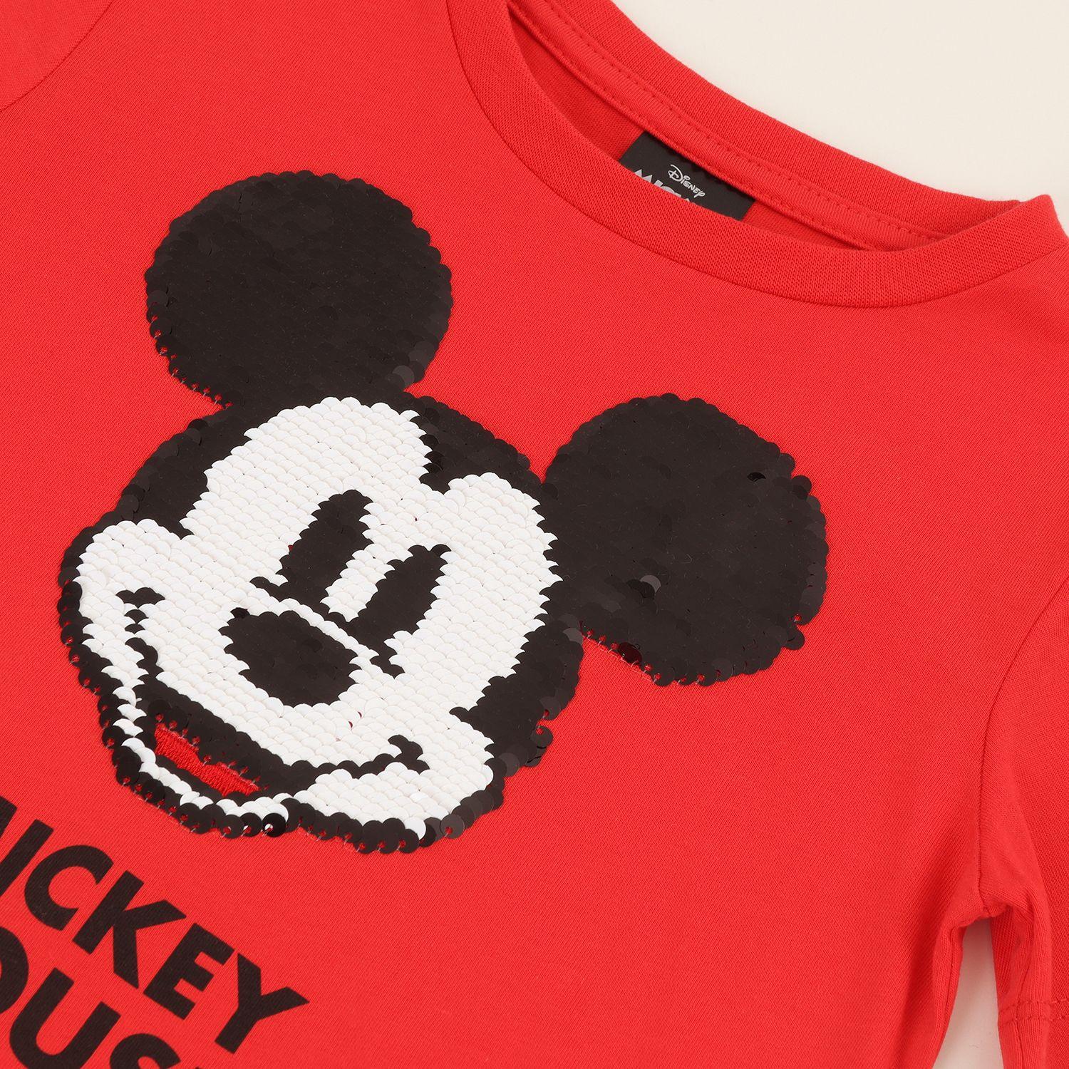 Polera Manga Corta Niño Mickey Lentejuelas Rojo Disney-2