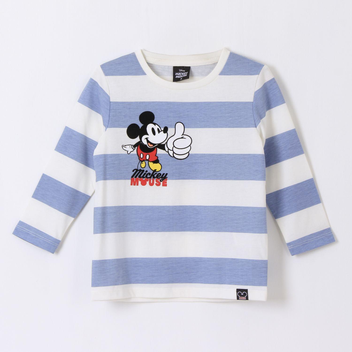 Polera Manga Larga Niño Rayas Mickey Mouse Azul Disney-0