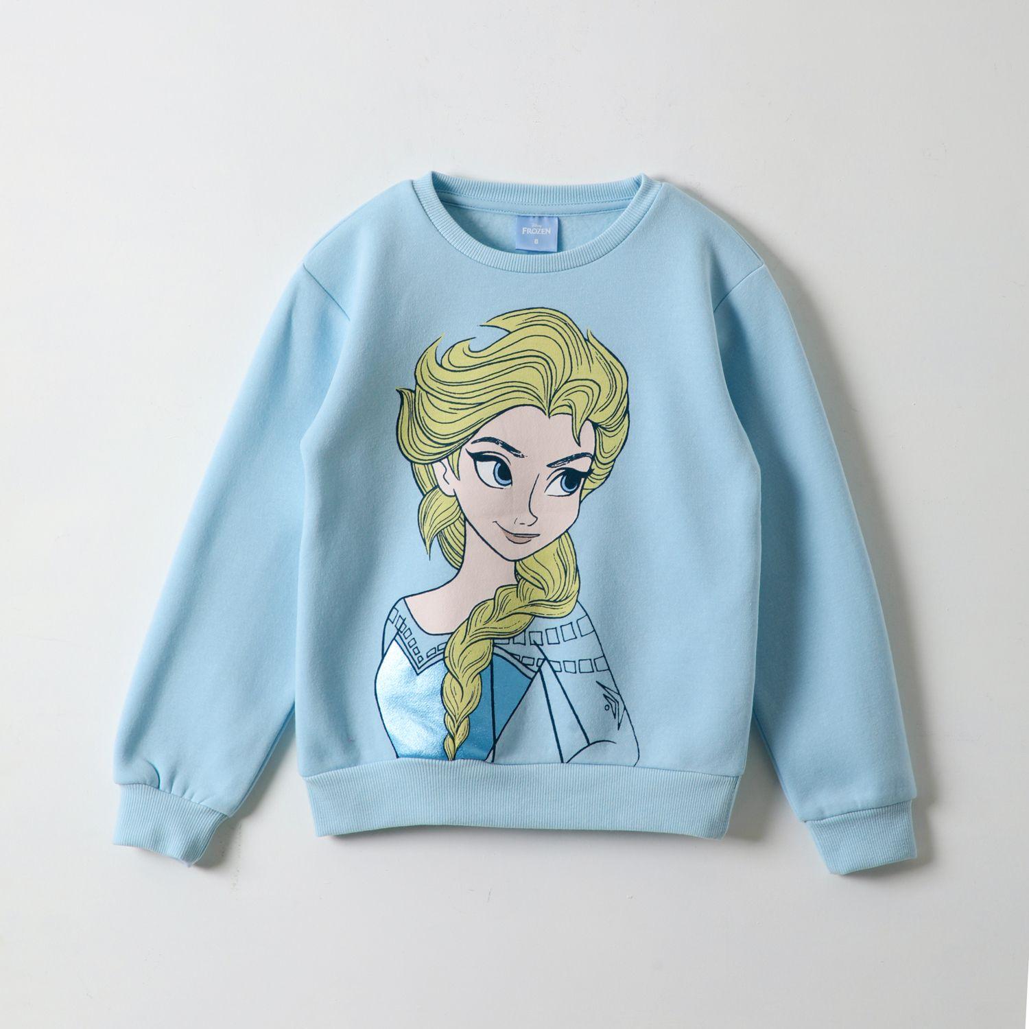 Poleron Niña Frozen Dibujo Celeste Disney-0