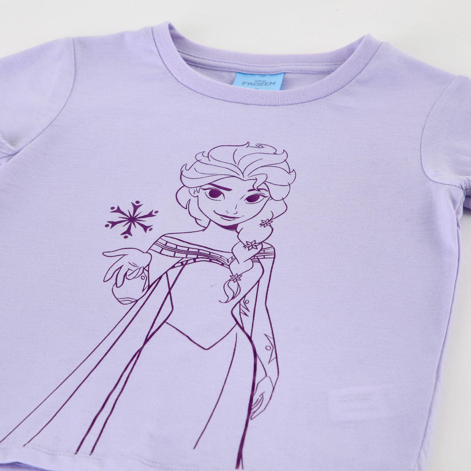 Polera Manga Corta Niña Elsa Disney Foil Morado-2