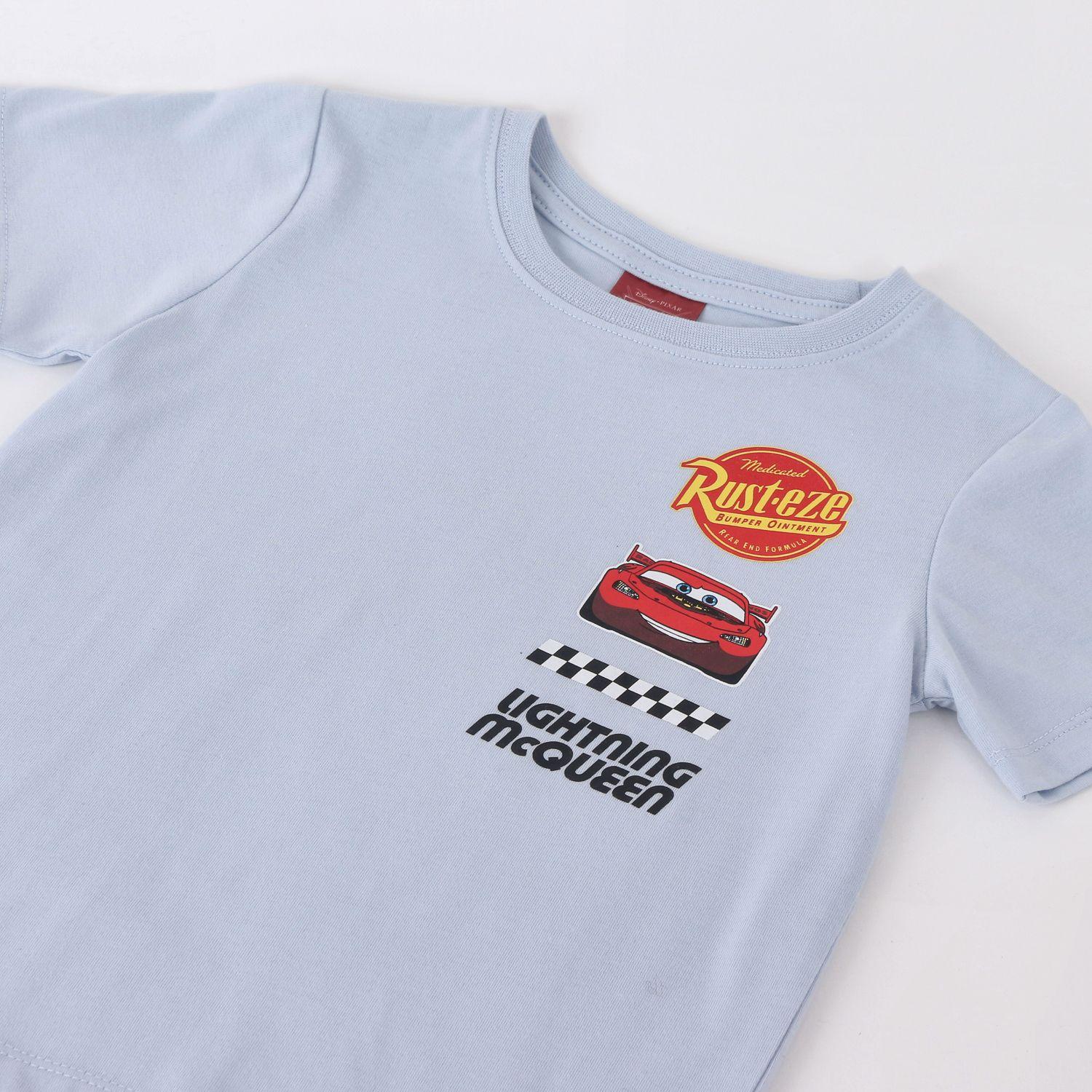 Polera Manga Corta Niño McQueen Cars Disney Celeste-2