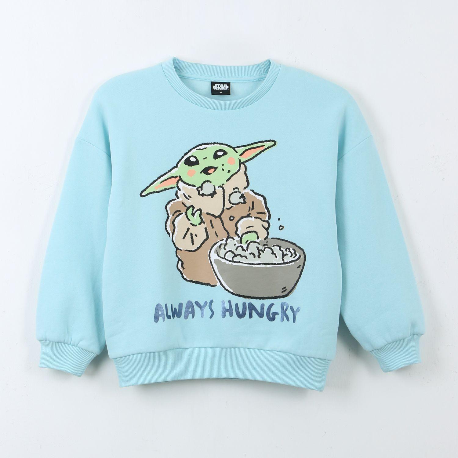 Polerón Cerrado Niña Grogu Hungry Celeste Star Wars-0