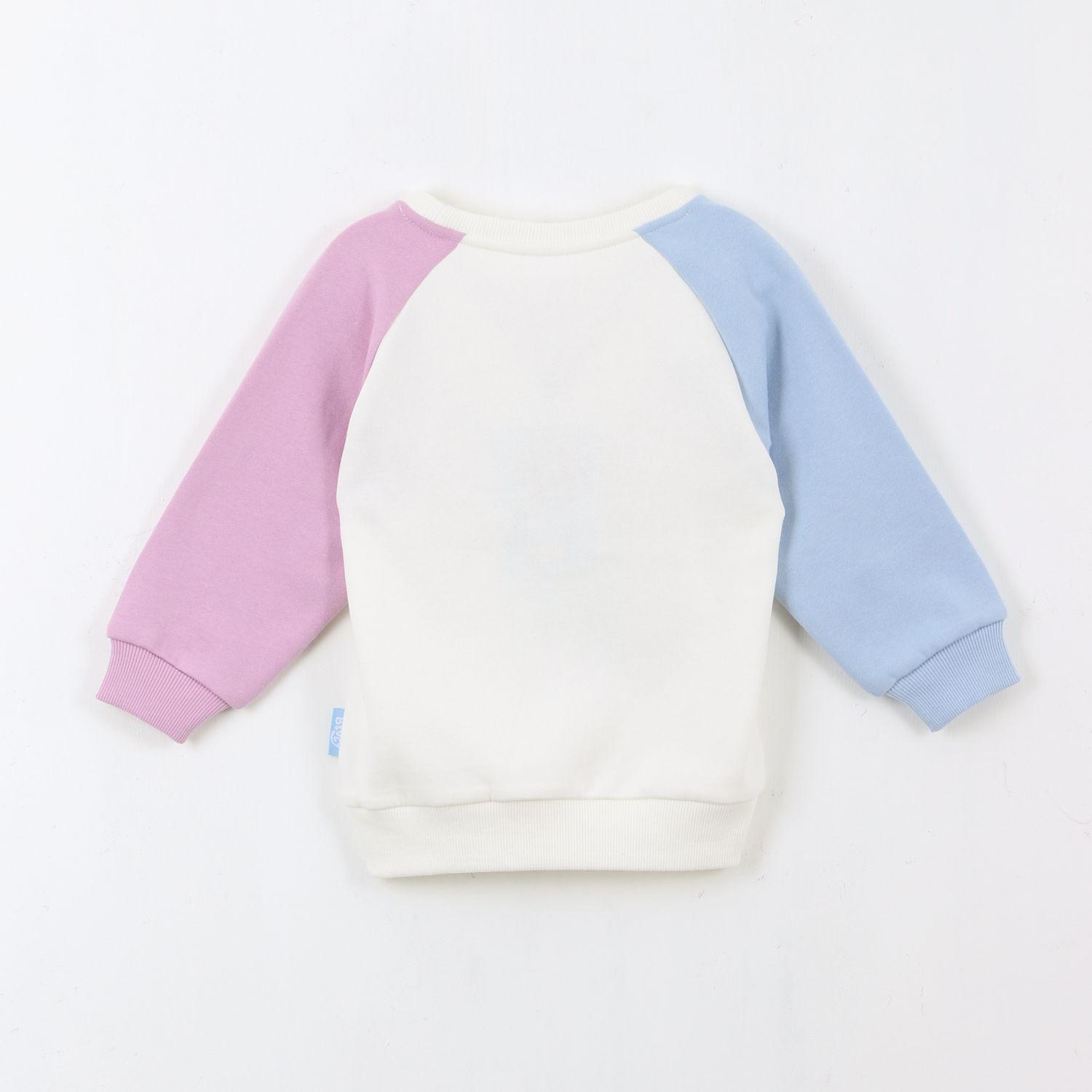 Polerón Cerrado Niña Mangas Bicolor Blanco Bingo & Bluey-1