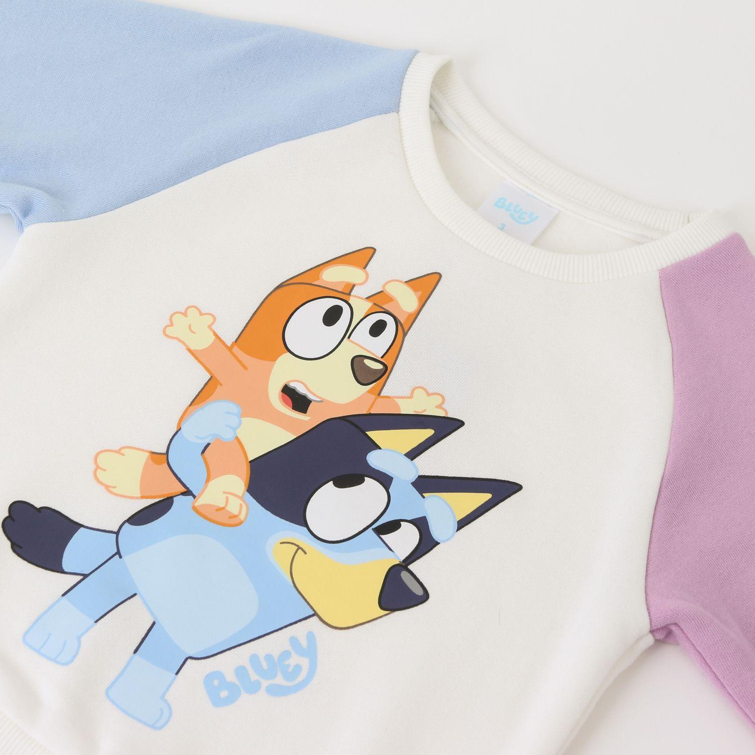 Polerón Cerrado Niña Mangas Bicolor Blanco Bingo & Bluey-2