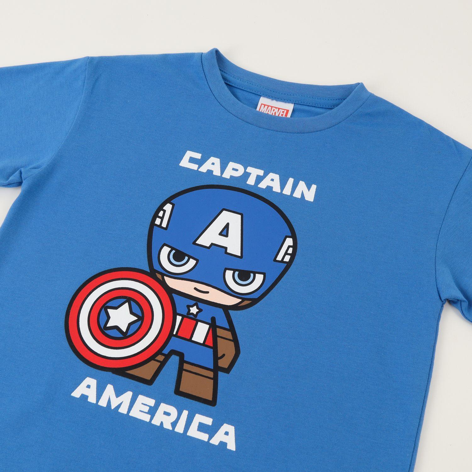 Polera Manga Corta Niño Azul Capitan America Spidey Marvel-2