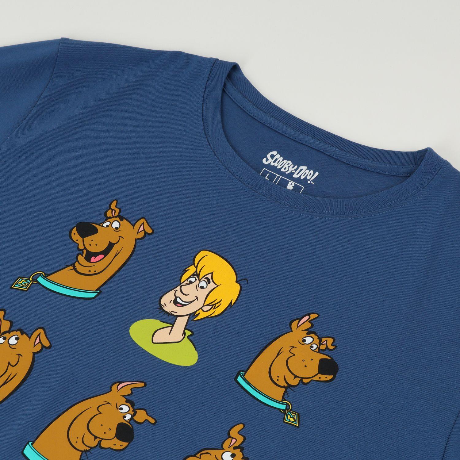 Polera Manga Corta Hombre Scooby Faces Azul Scooby-Doo-1