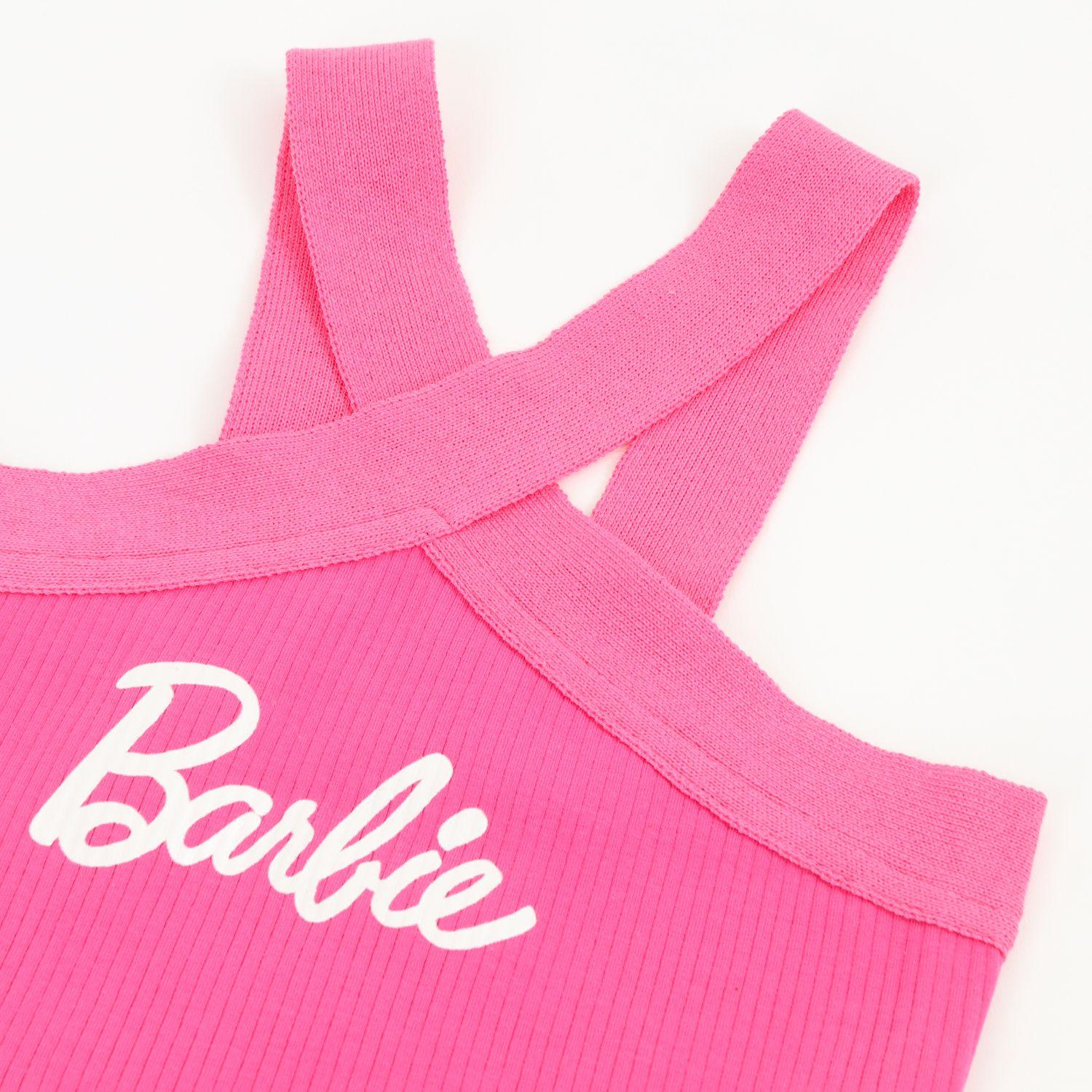 Polera Sin Manga Niña Fucsia Logo Barbie-2
