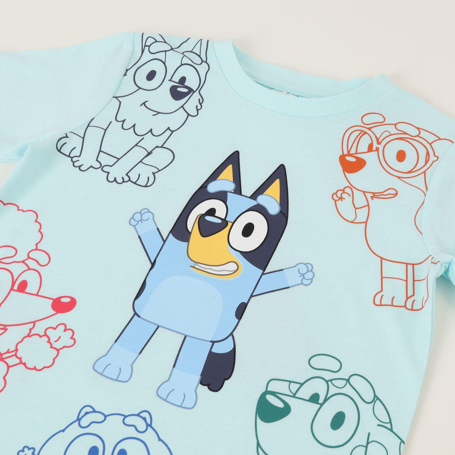 Polera Manga Corta Niño Celeste Friends Bluey-2