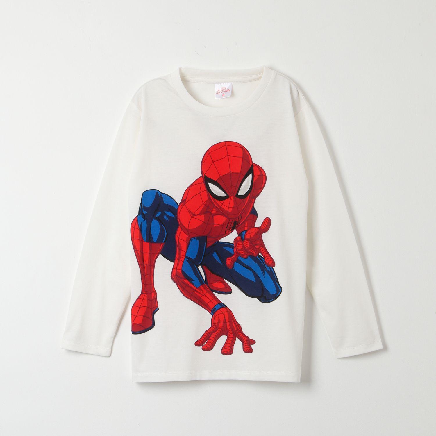 Polera Manga Larga Niño Spiderman Iconic Pose Blanco Marvel-2
