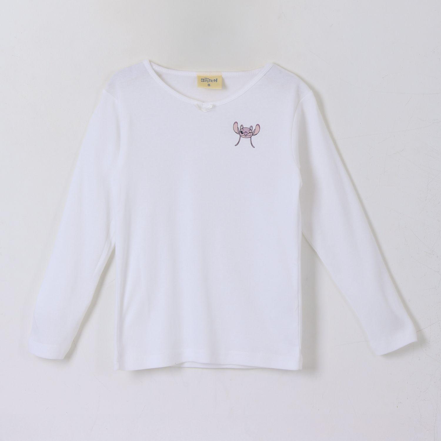 Bipack Camiseta Escolar Niña Manga Larga Blanco Lilo Stitch-1
