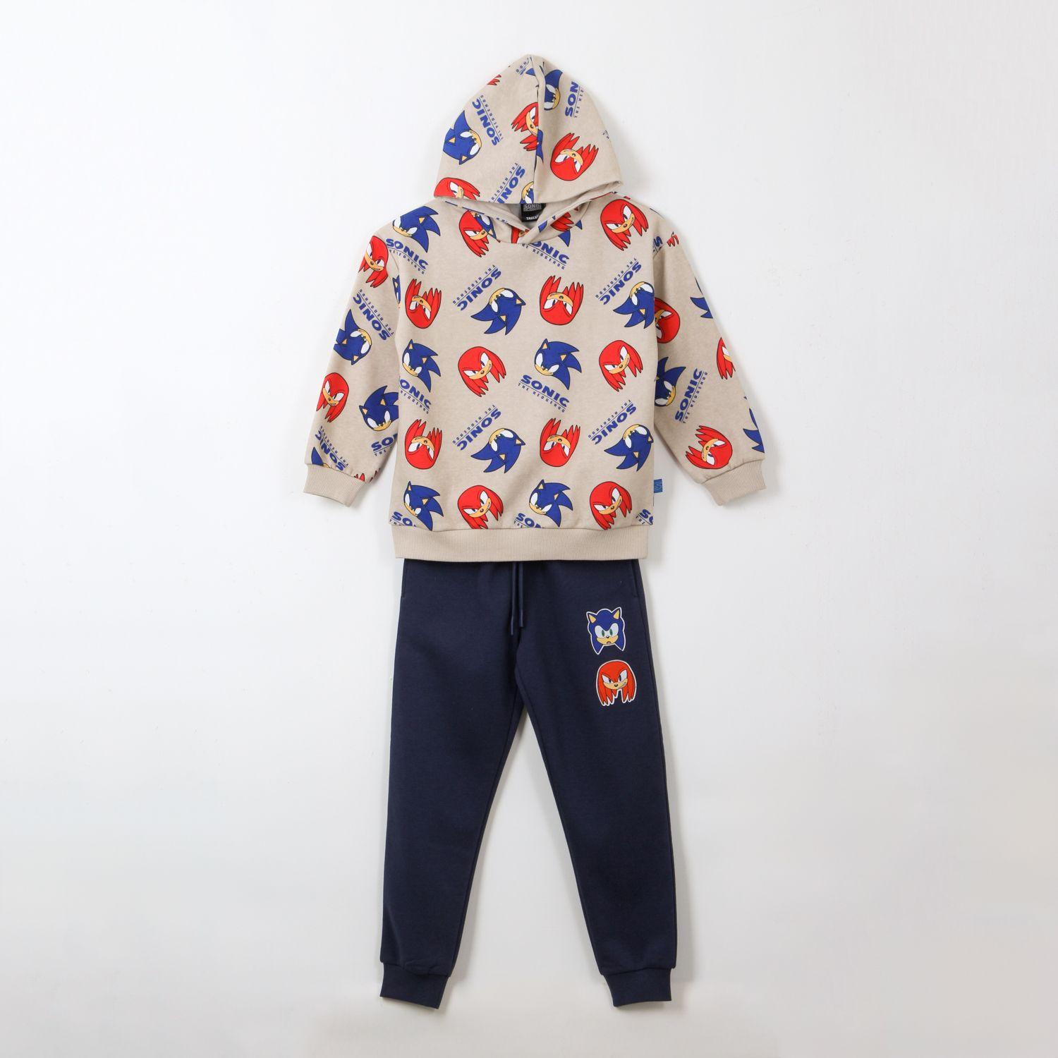 Conjunto Buzo Niño Full Print Sonic & Nuckles Beige Sonic-0