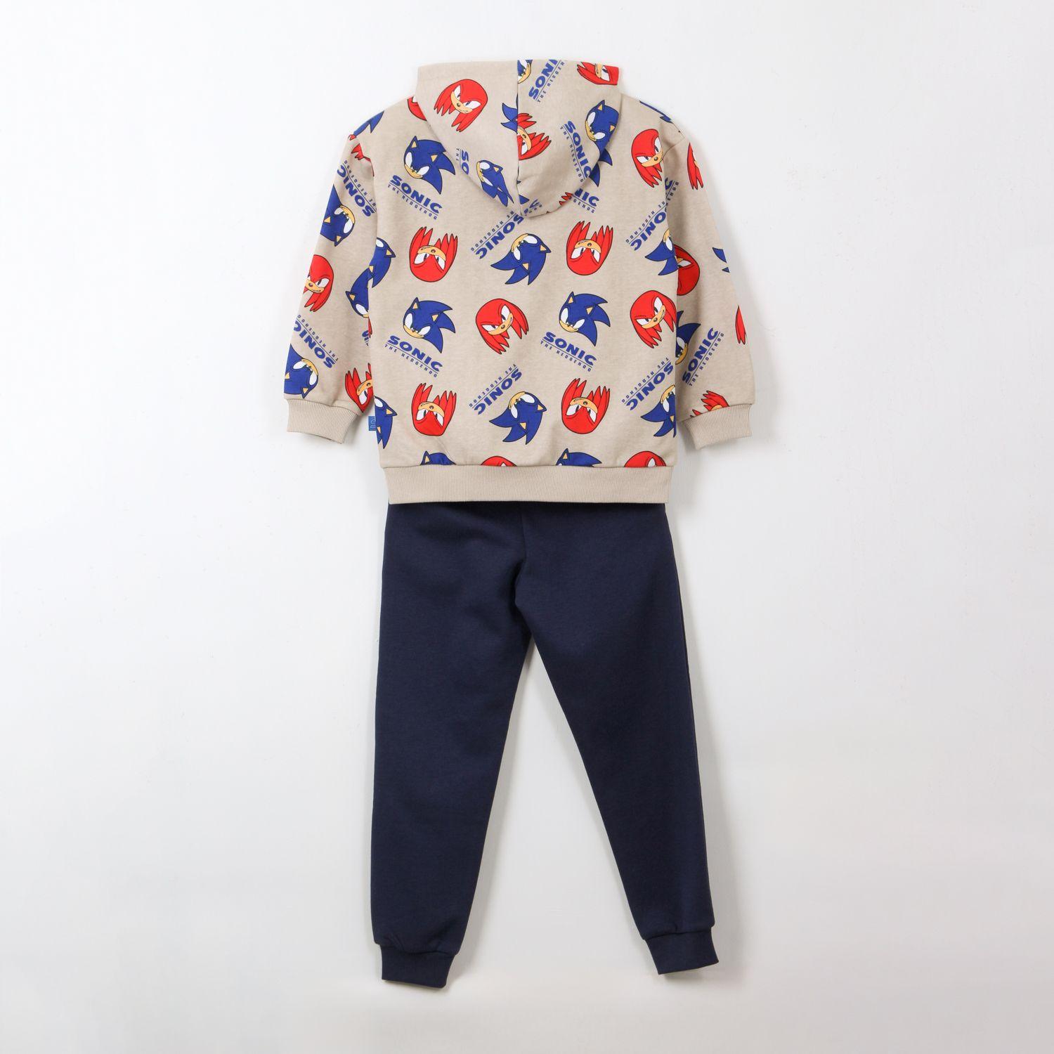 Conjunto Buzo Niño Full Print Sonic & Nuckles Beige Sonic-1