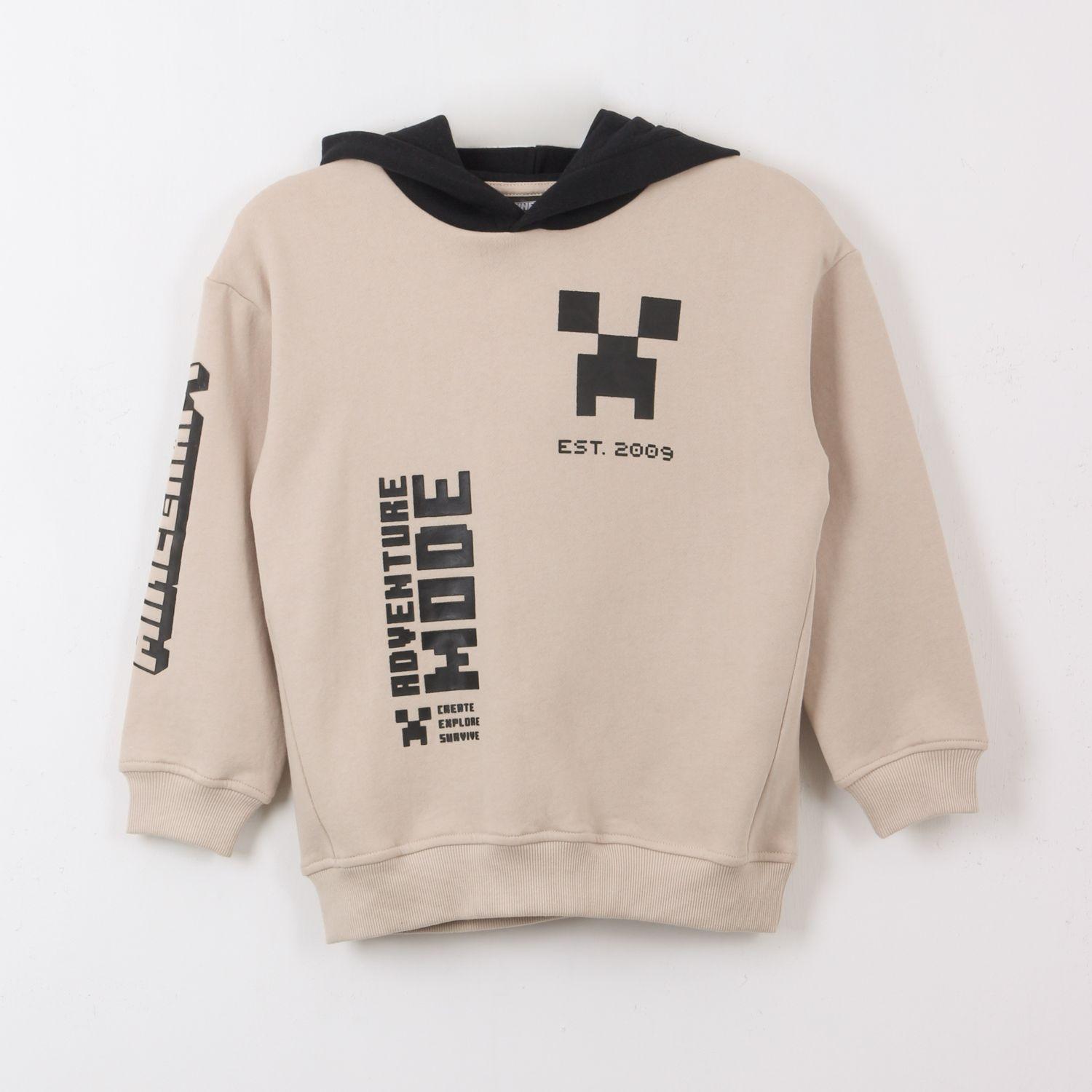 Polerón Cerrado Niño Hoodie Adventure Mode Beige Minecraft-0