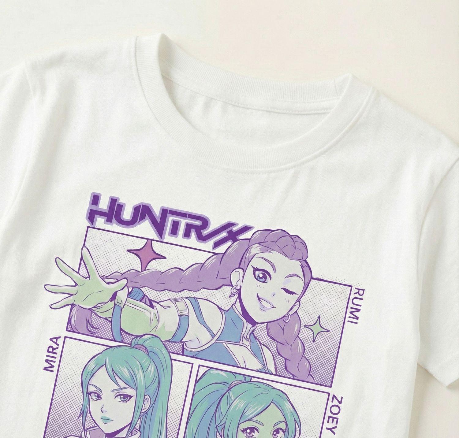 Polera Manga Corta Niña Band Blanco Kpop Demon Hunters-3