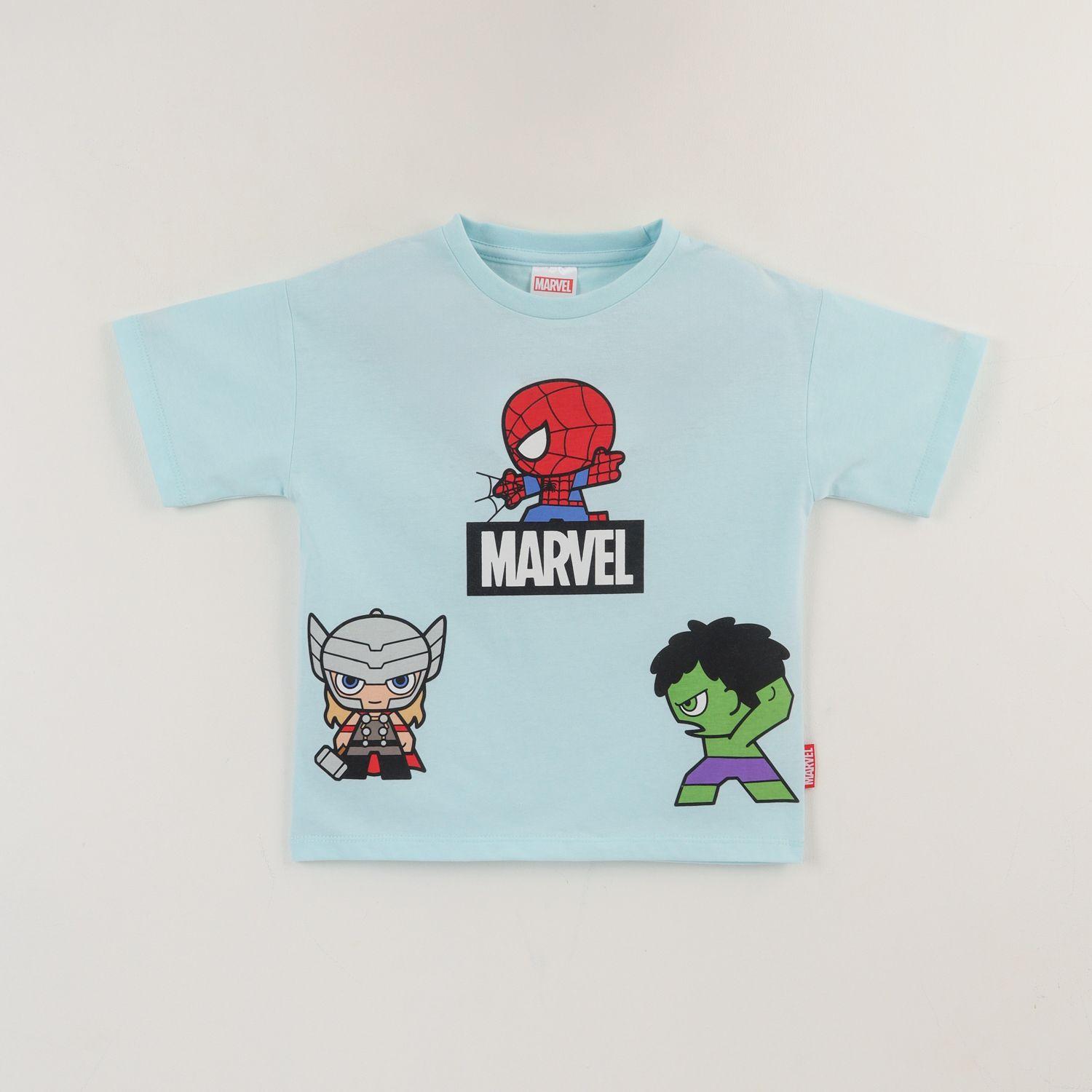 Polera Manga Corta Niño Turquesa Personajes Spidey Marvel-0