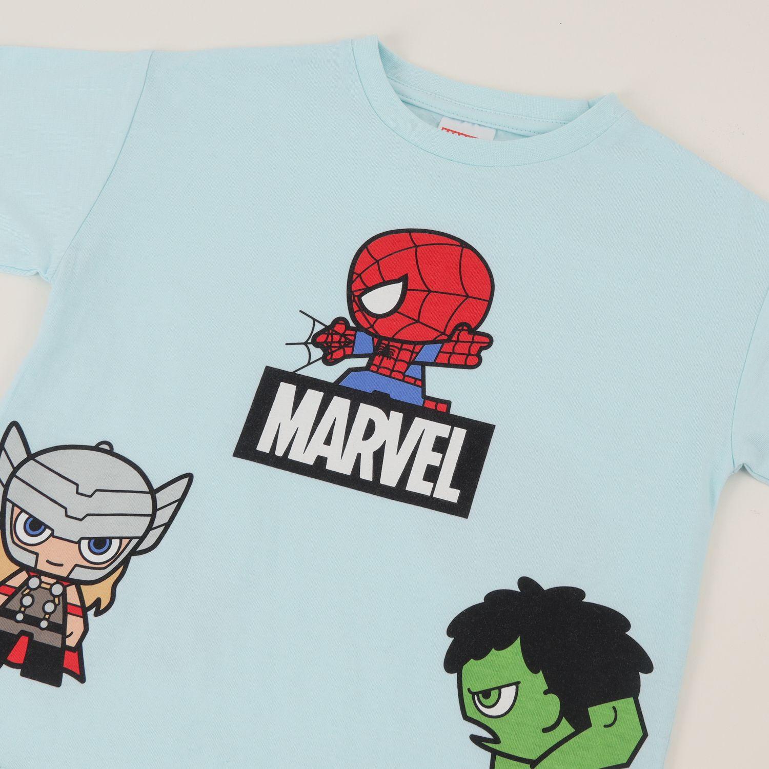 Polera Manga Corta Niño Turquesa Personajes Spidey Marvel-2