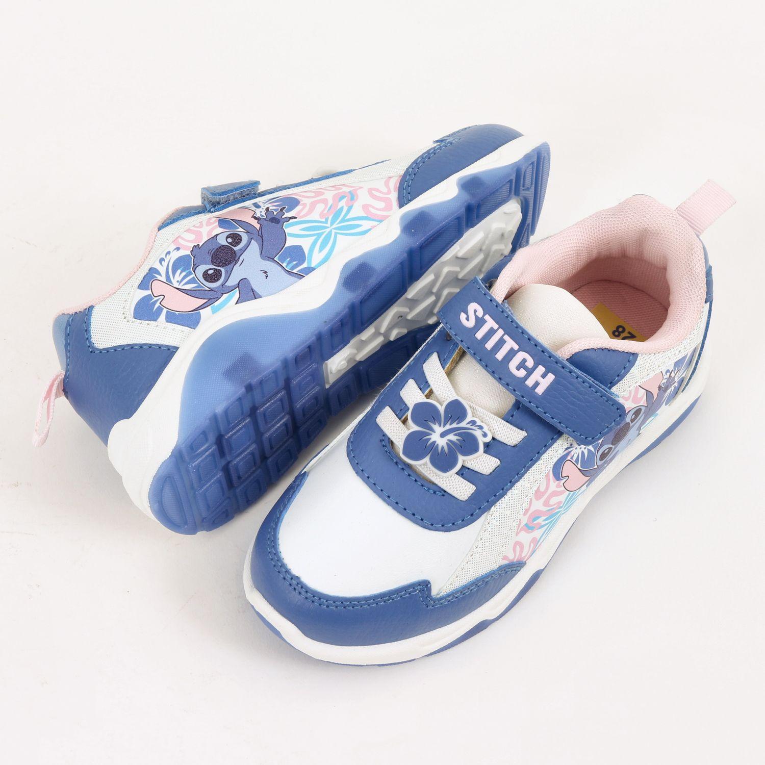 Zapatilla Luces Niña Stitch Disney Flores Celeste-3