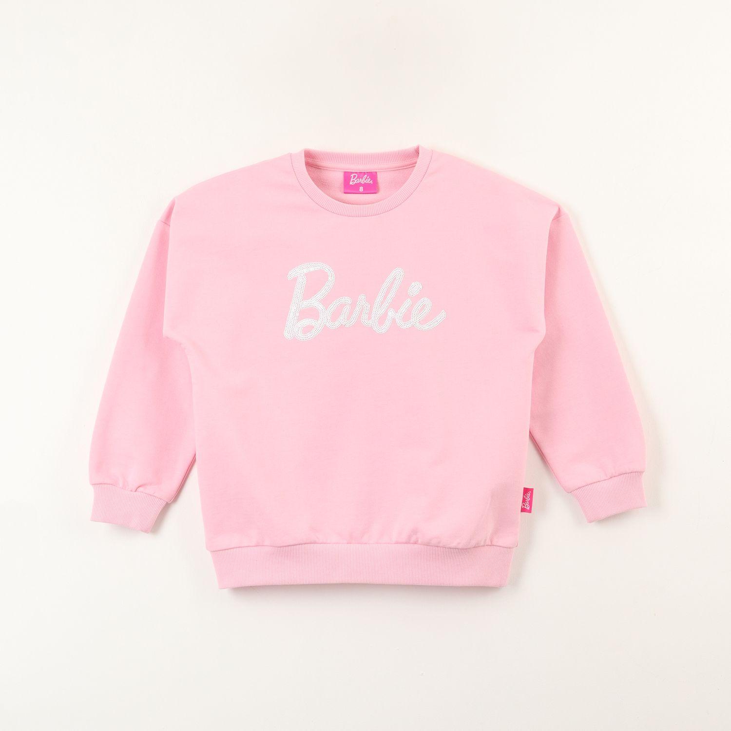 Poleron Cerrado Niña Big Logo Rosado Barbie-0