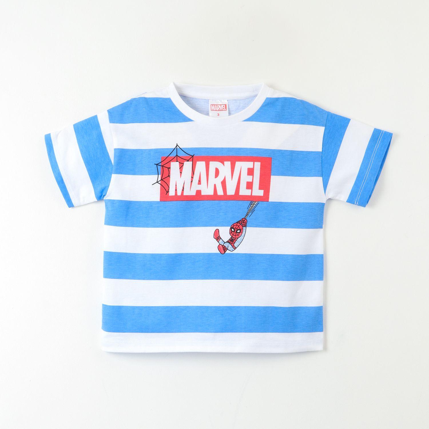 Polera Manga Corta Niño Spiderman Colgando Blanco Marvel-0