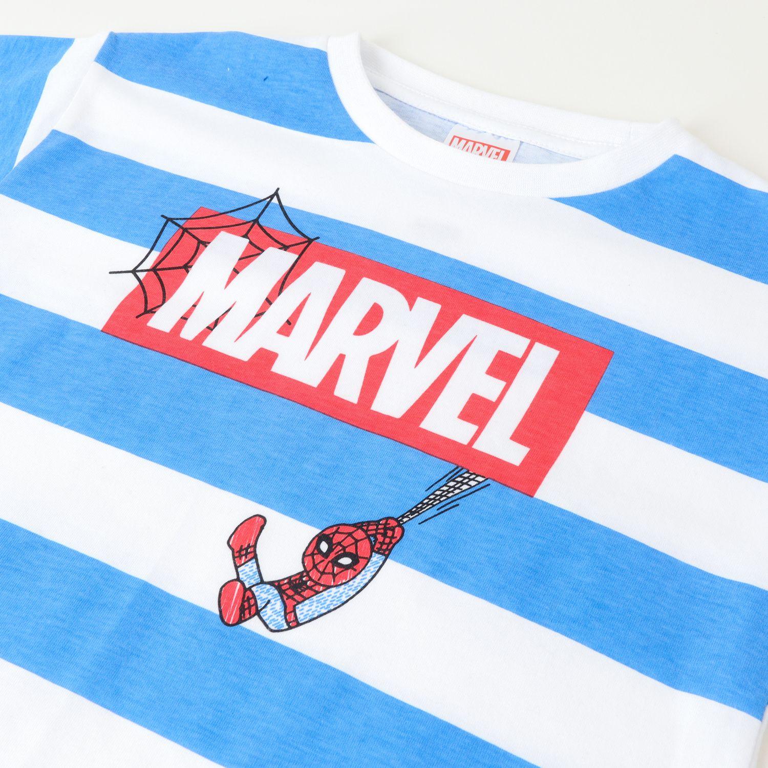 Polera Manga Corta Niño Spiderman Colgando Blanco Marvel-1