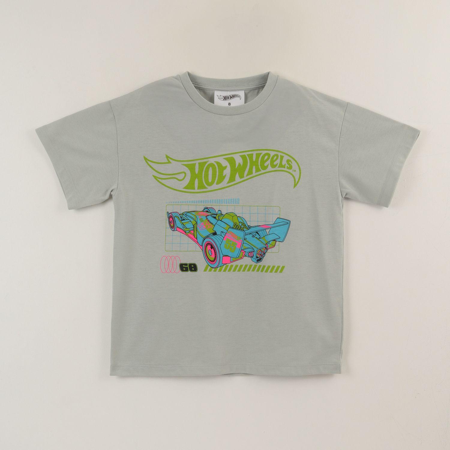 Polera Manga Corta Niño Gris Logo Hot Wheels-0