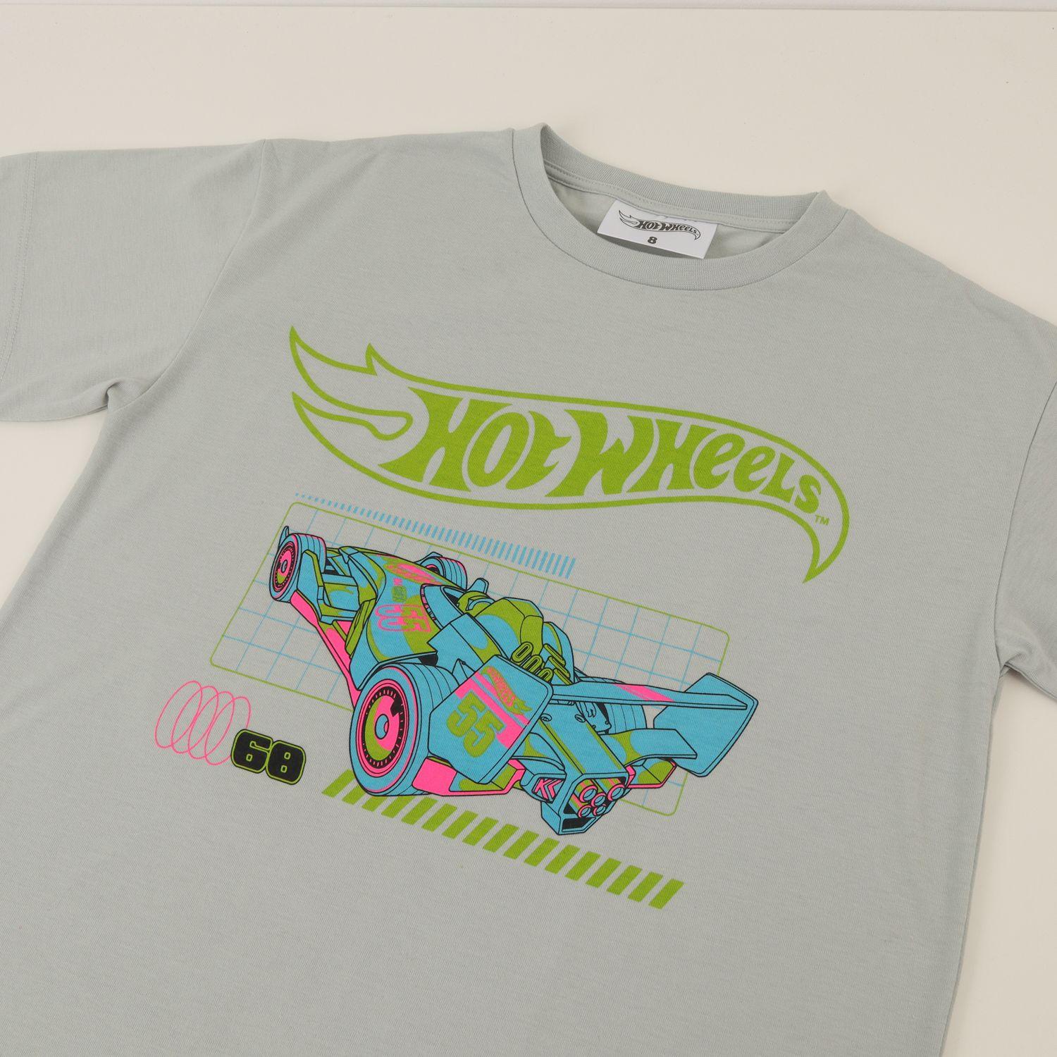 Polera Manga Corta Niño Gris Logo Hot Wheels-2