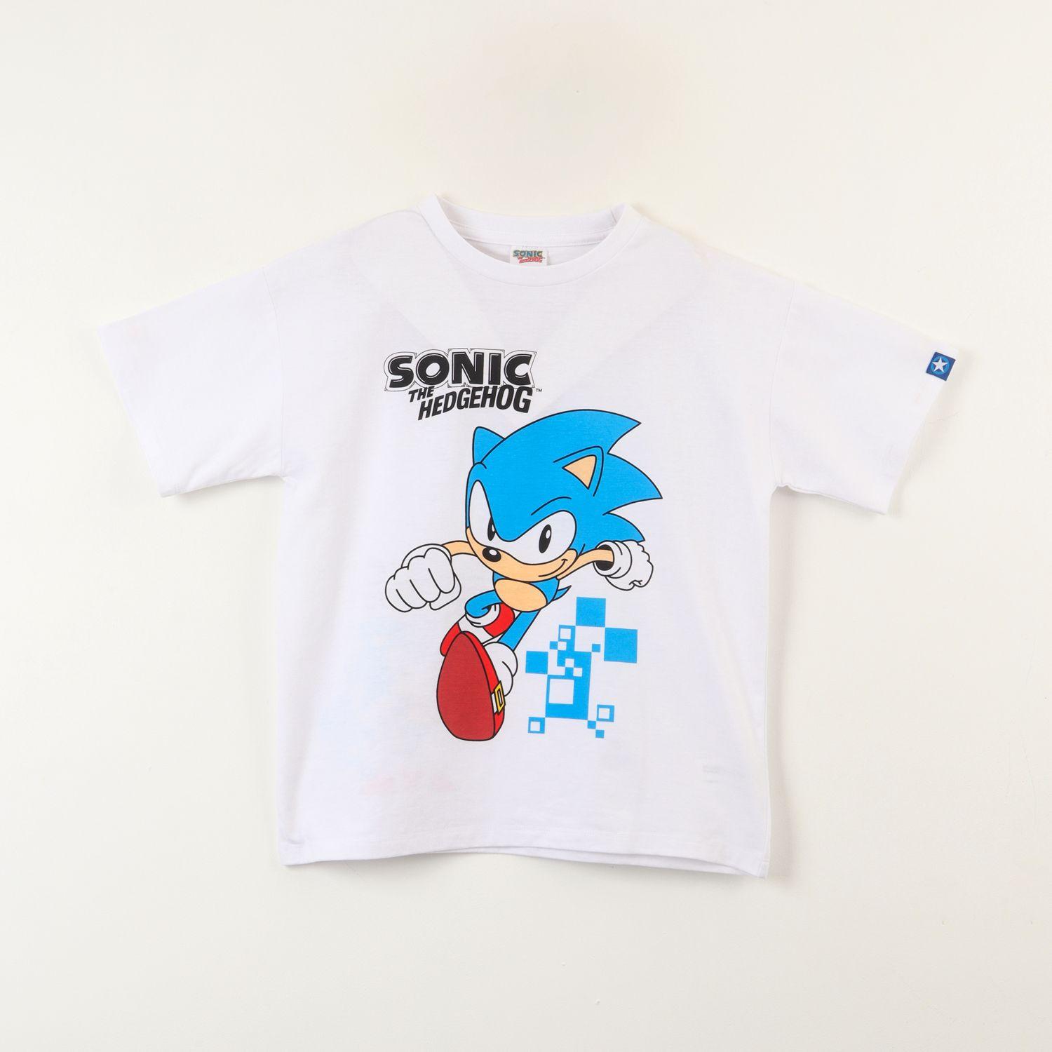 Polera Manga Corta Niño Running Blanco Sonic-0