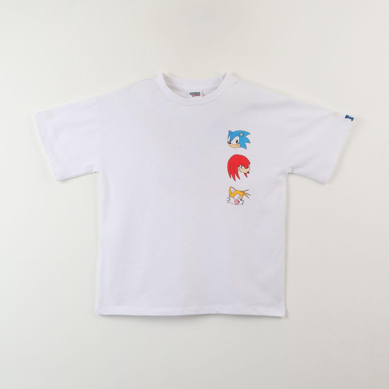 Polera Manga Corta Niño Blanco Back Print Sonic-0