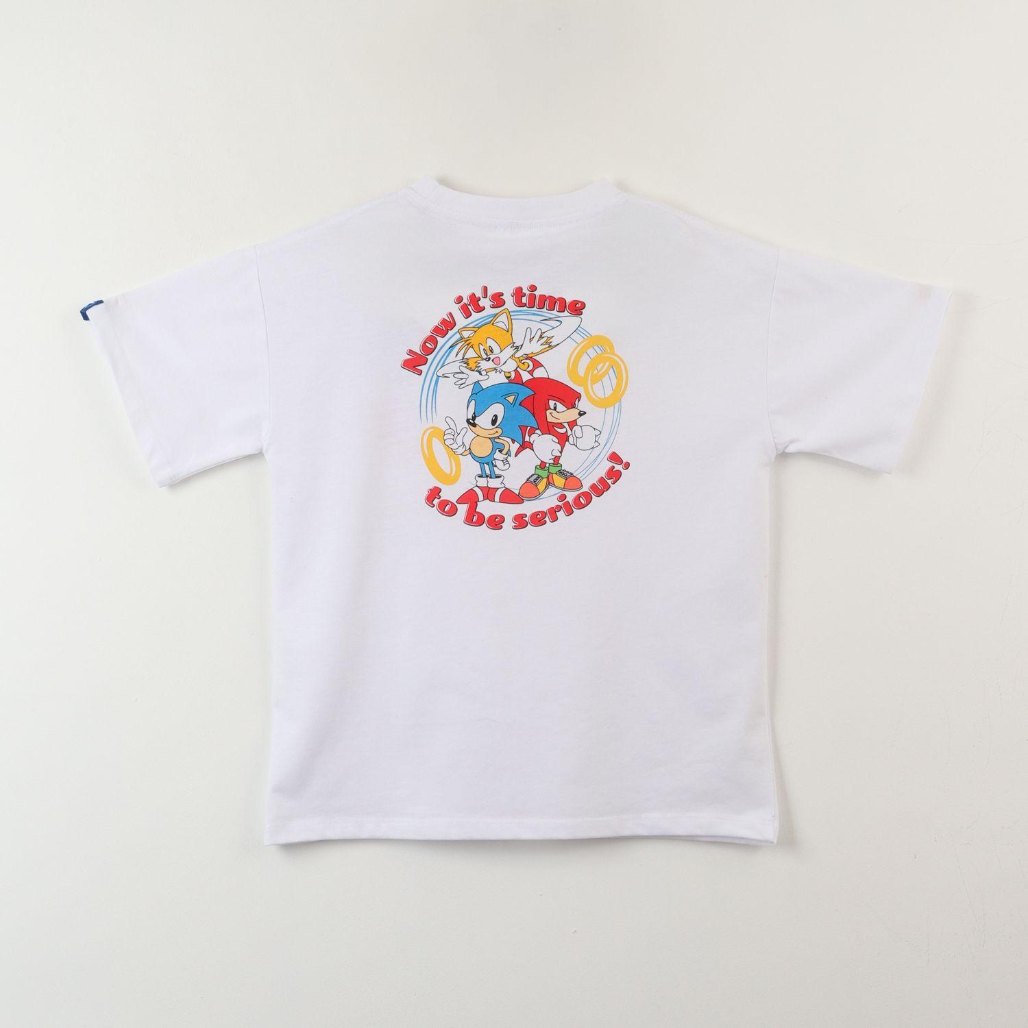 Polera Manga Corta Niño Blanco Back Print Sonic-1
